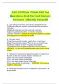 ABO OPTICAL EXAM PRE Set  Questions And Revised Correct  Answers | Already Passed!!