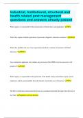 Industrial, Institutional, structural and health related pest management questions and answers already passed