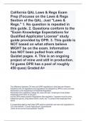 California QAL Laws & Regs Exam Prep (Focuses on the Laws & Regs Section of the QAL. Just "Laws & Regs." 1. No question is repeated in this guide. 2. Questions conform to the "Exam Knowledge Expectations for Qualified Applicator License" study