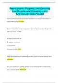 Pennsylvania Property and Casualty Law Supplement Questions and Answers Already Passed