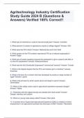 Agritechnology Industry Certification Study Guide 2024 B (Questions & Answers) Verified 100% Correct!!