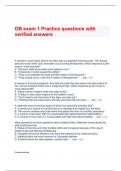 OB exam 1 Practice questions with verified answers