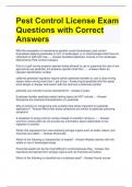 Pest Control License Exam Questions with Correct Answers