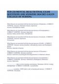 NUR 256 MENTAL HEALTH FINAL EXAM QUESTIONS AND ANSWERS 2024/2025 GALEN COLLEGE OF NURSING | 100% Verified.