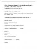 GMS 6530 (Med Pharm II - Cardio) Review Exam 2 questions with correct answers