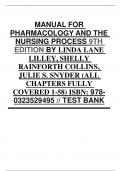 MANUAL FOR PHARMACOLOGY AND THE NURSING PROCESS 9TH EDITION BY LINDA LANE LILLEY, SHELLY RAINFORTH COLLINS, JULIE S. SNYDER (ALL CHAPTERS FULLY COVERED 1-58) ISBN: 978-0323529495 // TEST BANK