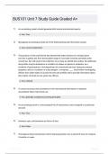 BUS101 Unit 7 Study Guide Graded A