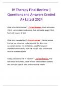 IV Therapy Final Review | Questions and Answers Graded A+ Latest 2024