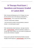 BUNDLE for IV Therapy Final Exam | Questions and Answers Graded A+ Latest 2024