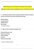 Idaho Property Insurance Exam Study Guide Questions and Answers (2024 / 2025) Updated Latest (Verified Answers)