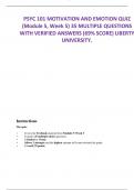 PSYC 101 MOTIVATION AND EMOTION QUIZ  (Module 5, Week 5) 35 MULTIPLE QUESTIONS  WITH VERIFIED ANSWERS (69% SCORE) LIBERTY  UNIVERSITY