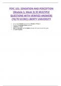 PSYC 101: SENSATION AND PERCEPTION  (Module 3, Week 3) 35 MULTIPLE  QUESTIONS WITH VERIFIED ANSWERS  (70/70 SCORE) LIBERTY UNIVERSITY