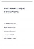 MATH 7-2023-2024 EXAM4(TRIG  IDENTITIES AND FTC ).