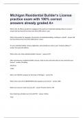 Michigan Residential Builder's License practice exam with 100% correct answers already graded A+