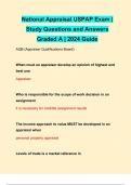 National Appraisal USPAP Exam | Study Questions and Answers Graded A | 2024 Guide