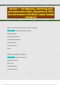 Section 1 - the lifeguard, swimming pool  and supervision Exam | Questions & 100%  Correct Answers (Verified) | Latest Update  | Grade A+