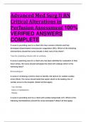 Advanced Med Surg II RN Critical Alterations in Perfusion Assessment 100%  VERIFIED ANSWERS  COMPLETE