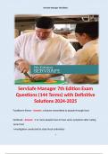 ServSafe Manager 7th Edition Exam Questions (144 Terms) with Definitive Solutions 2024-2025