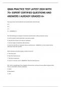 QMA PRACTICE TEST LATEST 2024 WITH  75+ EXPERT CERTIFIED QUESTIONS AND ANSWERS I ALREADY GRADED A+ 