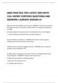 QMA PRACTICE TEST LATEST 2024 WITH  110+ EXPERT CERTIFIED QUESTIONS AND ANSWERS I ALREADY GRADED A+ 