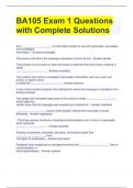 BA105 Exam 1 Questions  with Complete Solutions