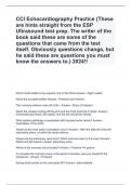 CCI Echocardiography Practice (These are hints straight from the ESP Ultrasound test prep. The writer of the book said these are some of the questions that came from the test itself. Obviously questions change, but he said these are questions you must kno
