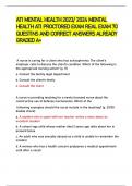 ATI MENTAL HEALTH 2023/ 2024 MENTAL HEALTH ATI PROCTORED EXAM REAL EXAM 70 QUESTINS AND CORRECT ANSWERS ALREADY GRADED A+