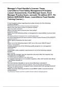 Manager's Food Handler's License- Texas, Learn2Serve Food Safety Management Principles Lesson Assessments, Food Manager Exam, Food Manager Practice Exam, servsafe 7th edition 2017, 7th Edition SERVSAFE Exam, Learn2Serve Food Handler Training Course 