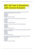 BIO 182 Test 4 Questions  with Correct Answers