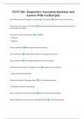 NUFT 204 - Respiratory Assessment Questions And Answers With Verified Quiz