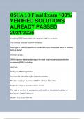 BEST REVIEW OSHA 10 Final Exam 100% VERIFIED SOLUTIONS  ALREADY PASSED  2024/2025