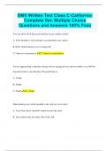 DMV Written Test Class C-California- Complete Set- Multiple Choice Questions and Answers 100% Pass