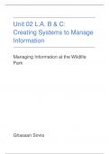 Unit 2: Creating Systems to Manage Information Full report Learning aim A, B and C