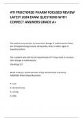 ATI PROCTORED PHARM FOCUSED REVIEW LATEST 2024 EXAM QUESTIONS WITH CORRECT ANSWERS GRADE A+