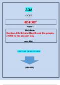 AQA  GCSE  HISTORY  Paper 2  8145/2A/A Section A/A: Britain: Health and the people: c1000 to the present day||QUESTIONS & MARKING SCHEME MERGED||