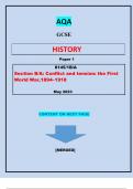 AQA  GCSE  HISTORY  Paper 1  8145/1B/A Section B/A: Conflict and tension: the First World War,1894–1918||MERGED||RATED 5 STAR||