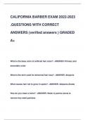 CALIFORNIA BARBER EXAM 2022-2023  .QUESTIONS WITH CORRECT  ANSWERS (verified answers ) GRADED  A+