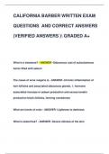 CALIFORNIA BARBER WRITTEN EXAM  QUESTIONS AND CORRECT ANSWERS  (VERIFIED ANSWERS ) GRADED A+