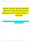 Complete Test Bank Lilleys Pharmacology for Canadian Health Care Practice 4th Edition Seacock Questions & Verified Answers with rationales (Chapter 1-58) Updated 2023/2024