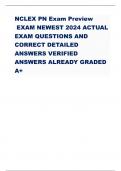 NCLEX EXAM PREVIEW  2023 / NCLEX EXAM  PREVIEW 2024 WITH  100% CORRECT  ANSWERS