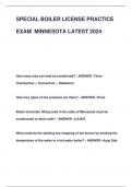 SPECIAL BOILER LICENSE PRACTICE  EXAM MINNESOTA LATEST 2024