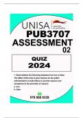 PUB3705 ASSINMENT 02 QUIZ DUE 2024