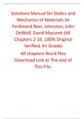 Solutions Manual For Statics and Mechanics of Materials 3rd Edition By Ferdinand Beer, Johnston, John DeWolf, David Mazurek (All Chapters, 100% Original Verified, A+ Grade) 