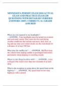 MINNESOTA PERMIT EXAM 2024 ACTUAL  EXAM AND PRACTICE EXAM 250  QUESTIONS WITH DETAILED VERIFIED  ANSWERS (100% CORRECT) /A+ GRADE  ASSURED