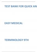 TEST BANK FOR QUICK AND EASY MEDICAL TERMINOLOGY 9TH EDITION BY LEONARD ALL CHAPTERS