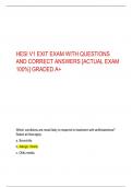 HESI V1 EXIT EXAM WITH QUESTIONS  AND CORRECT ANSWERS [ACTUAL EXAM  100%] GRADED A+ 