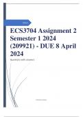 ECS3704 Assignment 2 Semester 1 2024 (209921) - DUE 8 April 2024