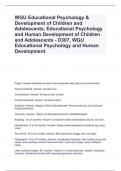 WGU Educational Psychology & Development of Children and Adolescents, Educational Psychology and Human Development of Children and Adolescents - D307, WGU Educational Psychology and Human Development