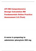 ATI RN Comprehensive  Dosage Calculation RN  Fundamentals Online Practice  Assessment 3.0 (Test)