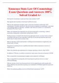 Tennessee State Law Of Cosmetology Exam Questions and Answers 100%  Solved Graded A+